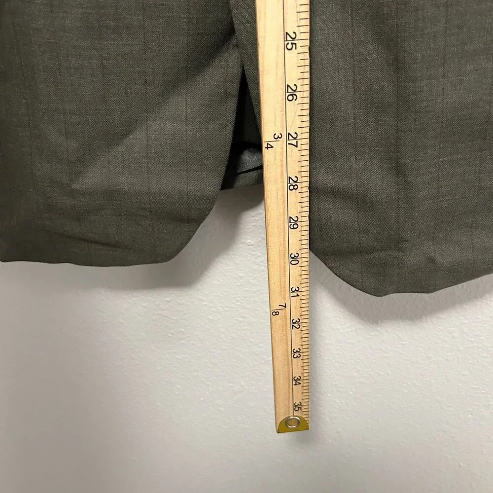 Stanley Blacker Mens 44S Olive Gray Plaid Sport Coat Blazer 2 Button